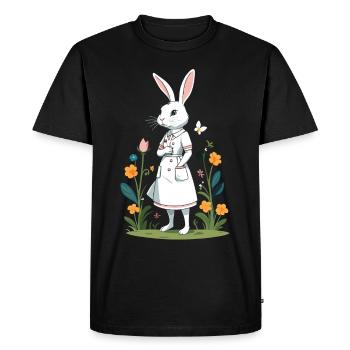 Infirmière lapin Lapin de Pâques Infirmière - T-shirt Premium bio Homme - noir - Devant - Nico (187cm)