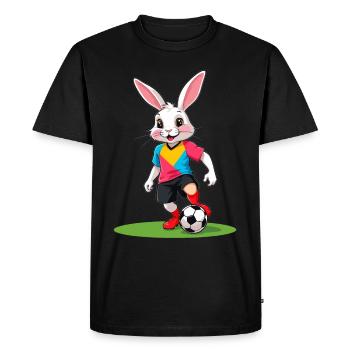 Joueur de football lapin de Pâques et conception de football de Pâques - T-shirt Premium bio Homme - noir - Devant - Nico (187cm)