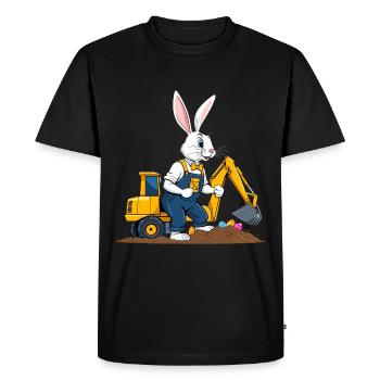 Easter Bunny Excavator Driver Easter Eggs Digging Funny - Men's Premium Organic T-Shirt - black - Front - Nico (187cm)