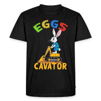 Funny Easter Saying Easter Bunny Excavator Driver - Men's Premium Organic T-Shirt - black - Front - Nico (187cm)