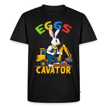 Funny Easter Saying Easter Bunny Excavator Driver - Men's Premium Organic T-Shirt - black - Front - Nico (187cm)