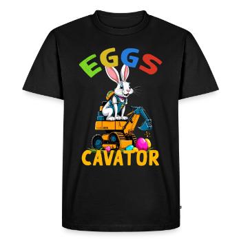 Funny Easter Saying Easter Bunny Excavator Driver - Men's Premium Organic T-Shirt - black - Front - Nico (187cm)