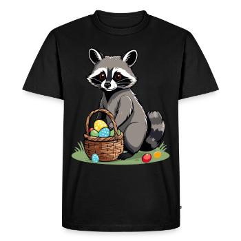 Funny Raccoon Costume Cute Easter Eggs - Men's Premium Organic T-Shirt - black - Front - Nico (187cm)
