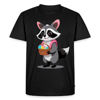 Funny Raccoon Costume Cute Easter Eggs - Men's Premium Organic T-Shirt - black - Front - Nico (187cm)