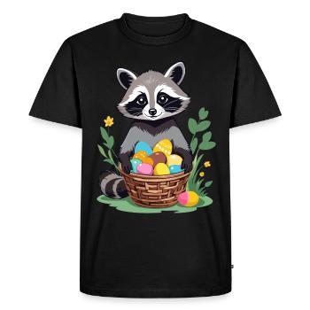 Funny Raccoon Costume Cute Easter Eggs - Men's Premium Organic T-Shirt - black - Front - Nico (187cm)