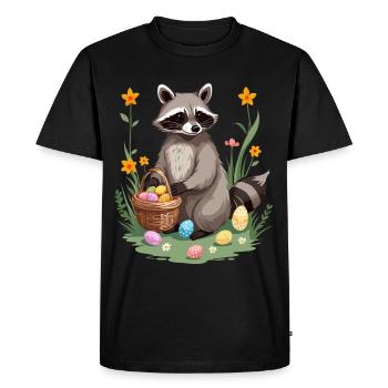 Funny Raccoon Costume Cute Easter Eggs - Men's Premium Organic T-Shirt - black - Front - Nico (187cm)