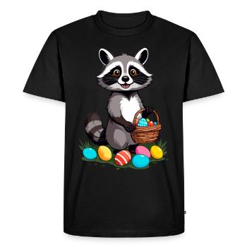 Funny Raccoon Costume Cute Easter Eggs - Men's Premium Organic T-Shirt - black - Front - Nico (187cm)