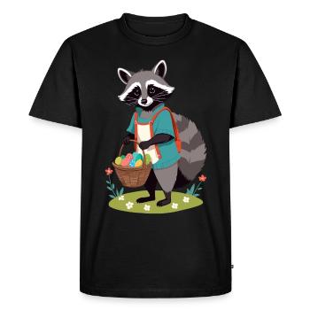 Funny Raccoon Costume Cute Easter Eggs - Men's Premium Organic T-Shirt - black - Front - Nico (187cm)