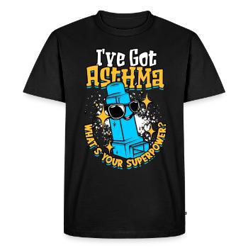 J’ai de l’asthme Quel est votre superpouvoir ? - T-shirt Premium bio Homme - noir - Devant - Nico (187cm)
