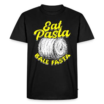 Farmer Hay Bale Eat Pasta Bale Fasta - Men's Premium Organic T-Shirt - black - Front - Nico (187cm)