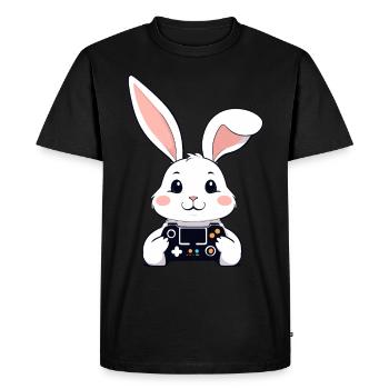 Lapin de Pâques Gamer et jeu de Pâques emblématique - T-shirt Premium bio Homme - noir - Devant - Nico (187cm)