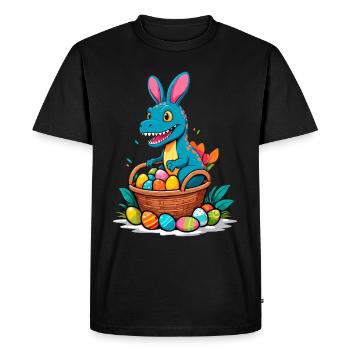 Dinosaure de Pâques emblématique Dinosaure lapin de Pâques - T-shirt Premium bio Homme - noir - Devant - Nico (187cm)