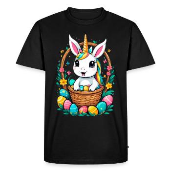 Licorne drôle lapin de Pâques Licorne mignonne Licorne de Pâques - T-shirt Premium bio Homme - noir - Devant - Nico (187cm)
