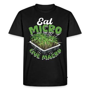 Microgreen Microgreens mangent Micro Live Macro - T-shirt Premium bio Homme - noir - Devant - Nico (187cm)