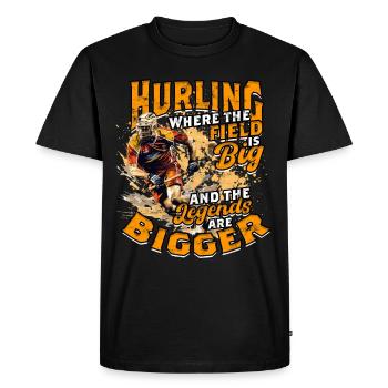 Hurling field is big and the legends are bigger - Men's Premium Organic T-Shirt - black - Front - Nico (187cm)