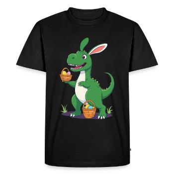 Dinosaure de Pâques emblématique Dinosaure lapin de Pâques - T-shirt Premium bio Homme - noir - Devant - Nico (187cm)