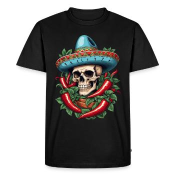 Aesthetic Chili Streetwear Hot Skull Look - Men's Premium Organic T-Shirt - black - Front - Nico (187cm)