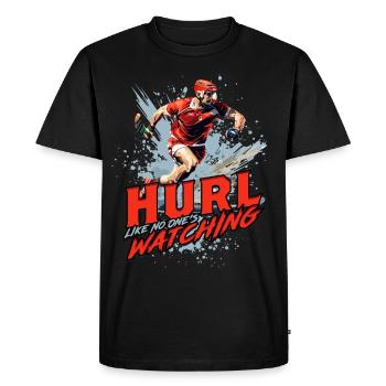 Hurling Hurl Like No One's Watching - Men's Premium Organic T-Shirt - black - Front - Nico (187cm)