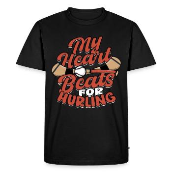Hurling My Heart Beats for Hurling - Men's Premium Organic T-Shirt - black - Front - Nico (187cm)
