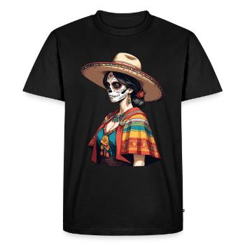 Iconic Sugar Skull Mexico Skull Streetwear - Men's Premium Organic T-Shirt - black - Front - Nico (187cm)