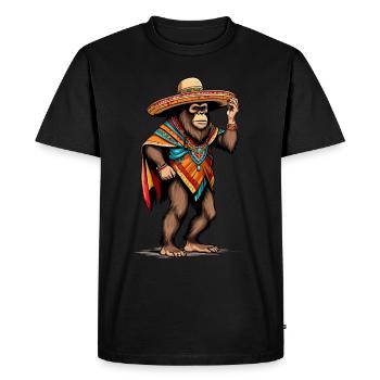 Mexican Bigfoot Sasquatch Sombrero - Men's Premium Organic T-Shirt - black - Front - Nico (187cm)