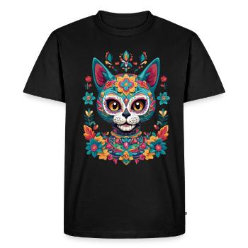 Sugar Skull Cat Aesthetic Mexico Streetwear - Men's Premium Organic T-Shirt - black - Front - Nico (187cm)