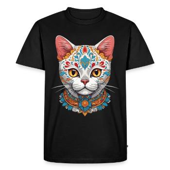 Chat Emblématique Sugar Skull Mexicain - T-shirt Premium bio Homme - noir - Devant - Nico (187cm)