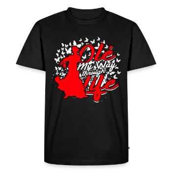 Flamenco Olé Mon chemin dans la vie - T-shirt Premium bio Homme - noir - Devant - Nico (187cm)