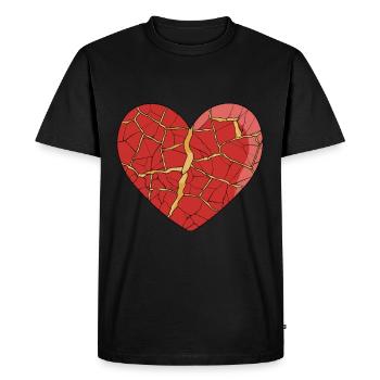 Kintsugi Kintsukuroi Cœur - T-shirt Premium bio Homme - noir - Devant - Nico (187cm)