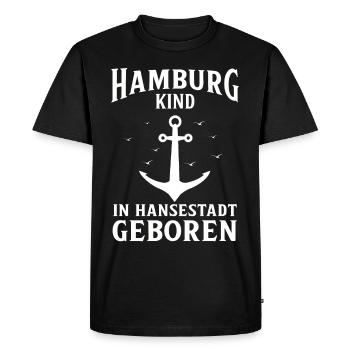 Hambourg Ville hanséatique Allemagne du Nord Bas-allemand - T-shirt Premium bio Homme - noir - Devant - Nico (187cm)