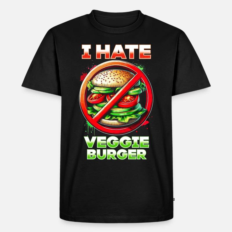 Ich Hasse Vegane Burger - Männer Premium Bio T-Shirt - Schwarz