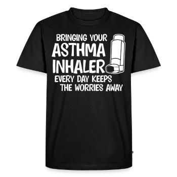 Inhalateur d’asthme Joke Asthmatique - T-shirt Premium bio Homme - noir - Devant - Nico (187cm)