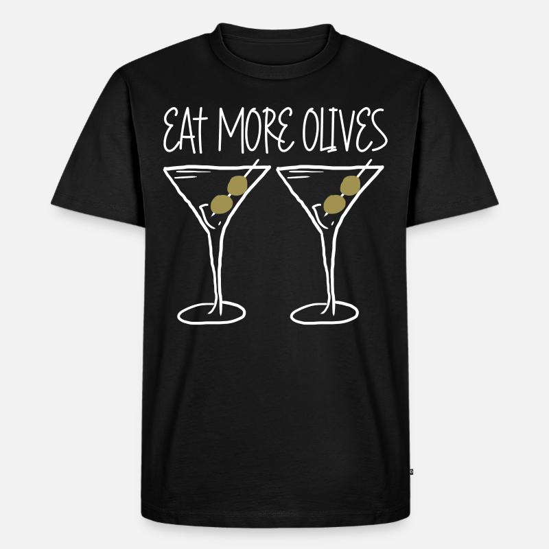 Olives with Martini - Männer Premium Bio T-Shirt - Schwarz