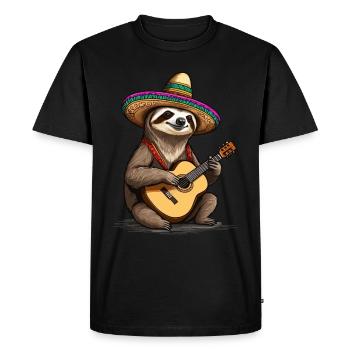 Sloth Mariachi Mexico Fiesta Music Fun - Men's Premium Organic T-Shirt - black - Front - Nico (187cm)