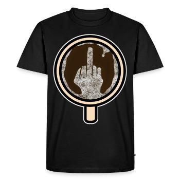 Coffee with Middle Finger Misanthrope - Men's Premium Organic T-Shirt - black - Front - Nico (187cm)