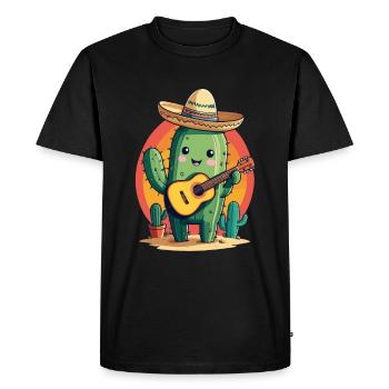 Cactus Mexicain Mariachi Guitariste Musique - T-shirt Premium bio Homme - noir - Devant - Nico (187cm)