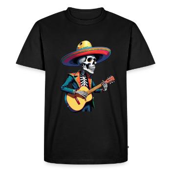 Mexicain Mariachi Squelette Guitariste Fiesta - T-shirt Premium bio Homme - noir - Devant - Nico (187cm)