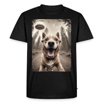 Dogs Selfie Alien Spaceship Funny - Men's Premium Organic T-Shirt - black - Front - Nico (187cm)
