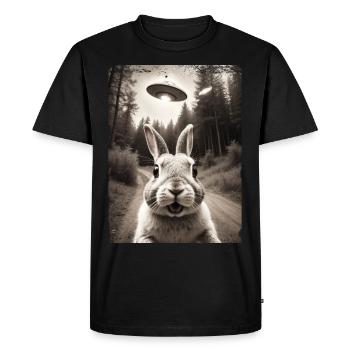 Funny Bunny Selfie Alien Spaceship - Men's Premium Organic T-Shirt - black - Front - Nico (187cm)