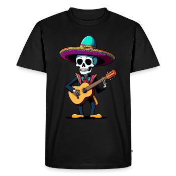 Mexicain Mariachi Squelette Guitariste Fiesta - T-shirt Premium bio Homme - noir - Devant - Nico (187cm)