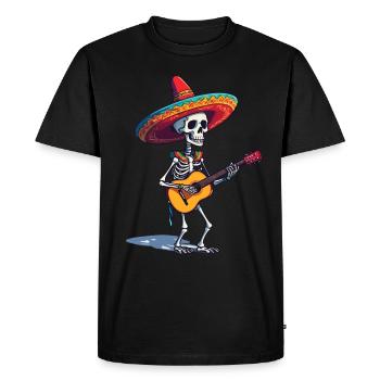 Mexican mariachi skeleton guitarist - Men's Premium Organic T-Shirt - black - Front - Nico (187cm)