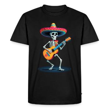 Mexicain Mariachi Squelette Guitare Musique - T-shirt Premium bio Homme - noir - Devant - Nico (187cm)