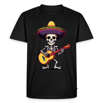 Mexican mariachi skeleton guitarist - Men's Premium Organic T-Shirt - black - Front - Nico (187cm)