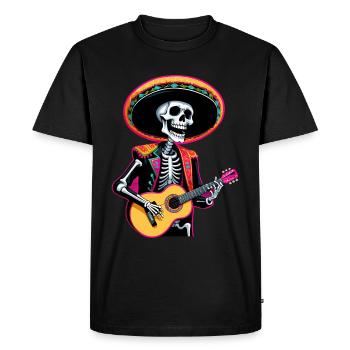 Mexican Mariachi Skeleton Guitarist Fiesta - Men's Premium Organic T-Shirt - black - Front - Nico (187cm)