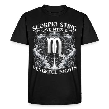 Horoscope Scorpion Piqûre du Scorpion - T-shirt Premium bio Homme - noir - Devant - Nico (187cm)
