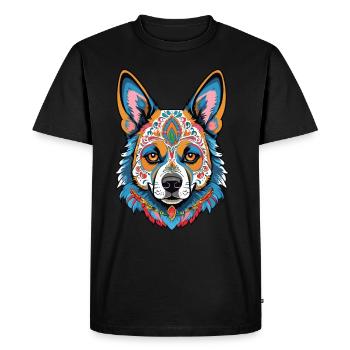 German Shepherd Dia de Muertos Day of the Dead - Men's Premium Organic T-Shirt - black - Front - Nico (187cm)
