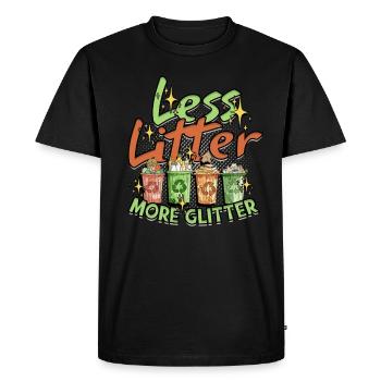 Protection de l’environnement Moins de déchets Plus de paillettes - T-shirt Premium bio Homme - noir - Devant - Nico (187cm)