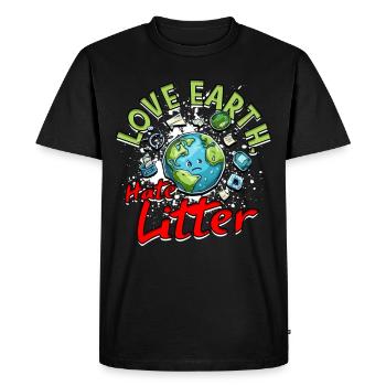 Protection de l’environnement Environnementaliste Amour Terre Haine Litière - T-shirt Premium bio Homme - noir - Devant - Nico (187cm)