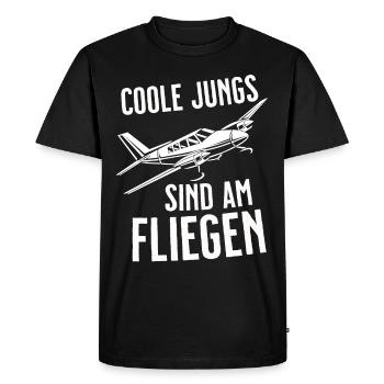 Airplane Tshirt Men's Helicopter Pilot Airplane - Men's Premium Organic T-Shirt - black - Front - Nico (187cm)