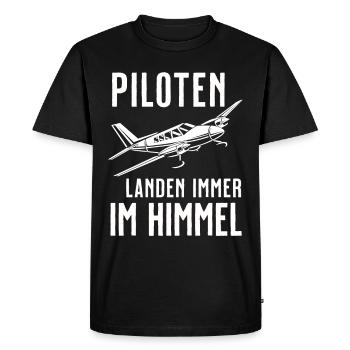Airplane Tshirt Men's Helicopter Pilot Airplane - Men's Premium Organic T-Shirt - black - Front - Nico (187cm)